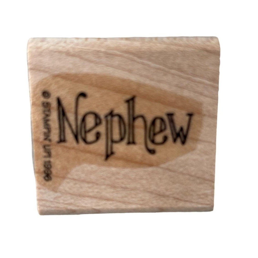 NEW NO INK Stampin Up Mounted Rubber Stamp Nephew Word Name